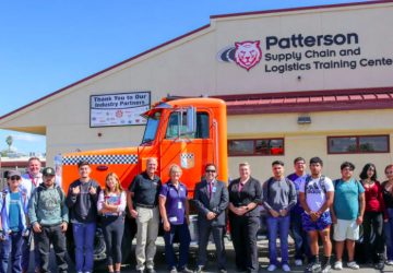 Dave with students orange truck